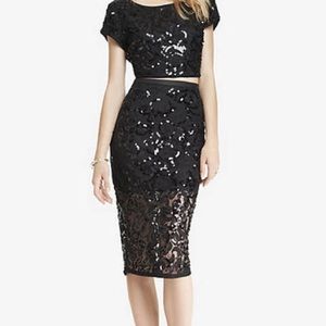Express Black Lace and Sequin Two Piece dress